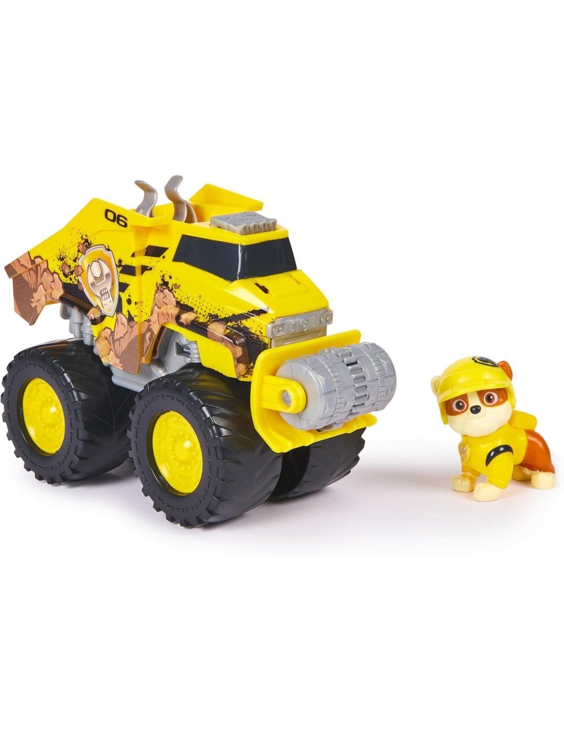 Paw Patrol Rescue Wheels Bulldozer di Rubble con Figura e Funzione Bulldozer