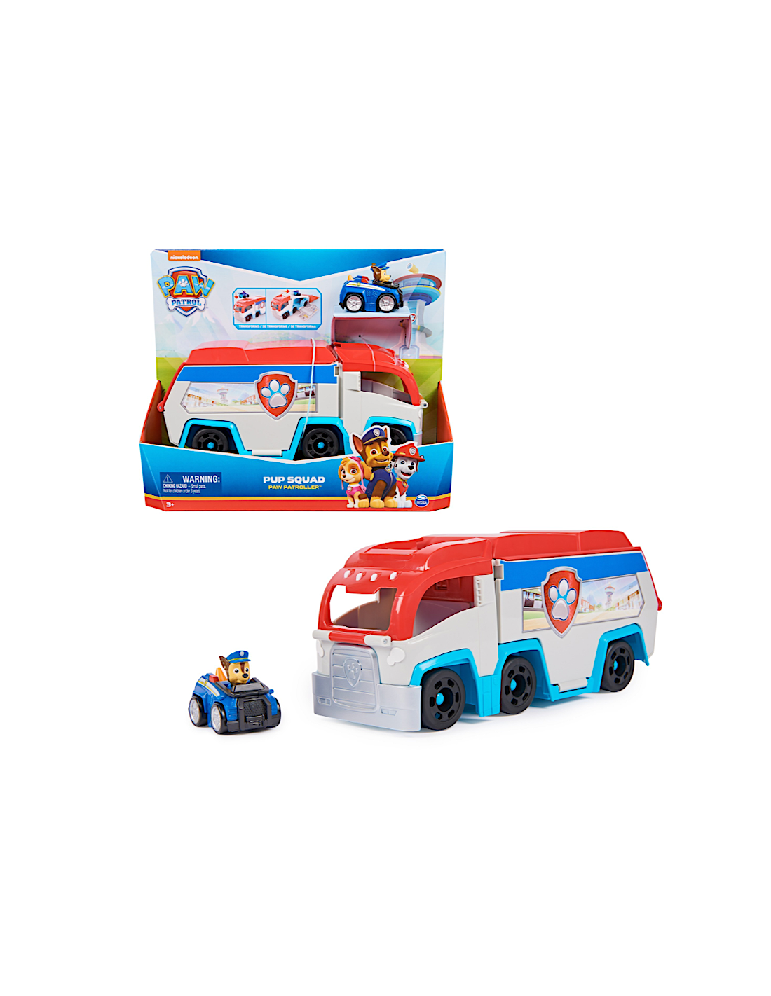 Paw Patrol Pup Squad Patroller con Chase e Mini Racer – Camion Veicolo da 25 cm