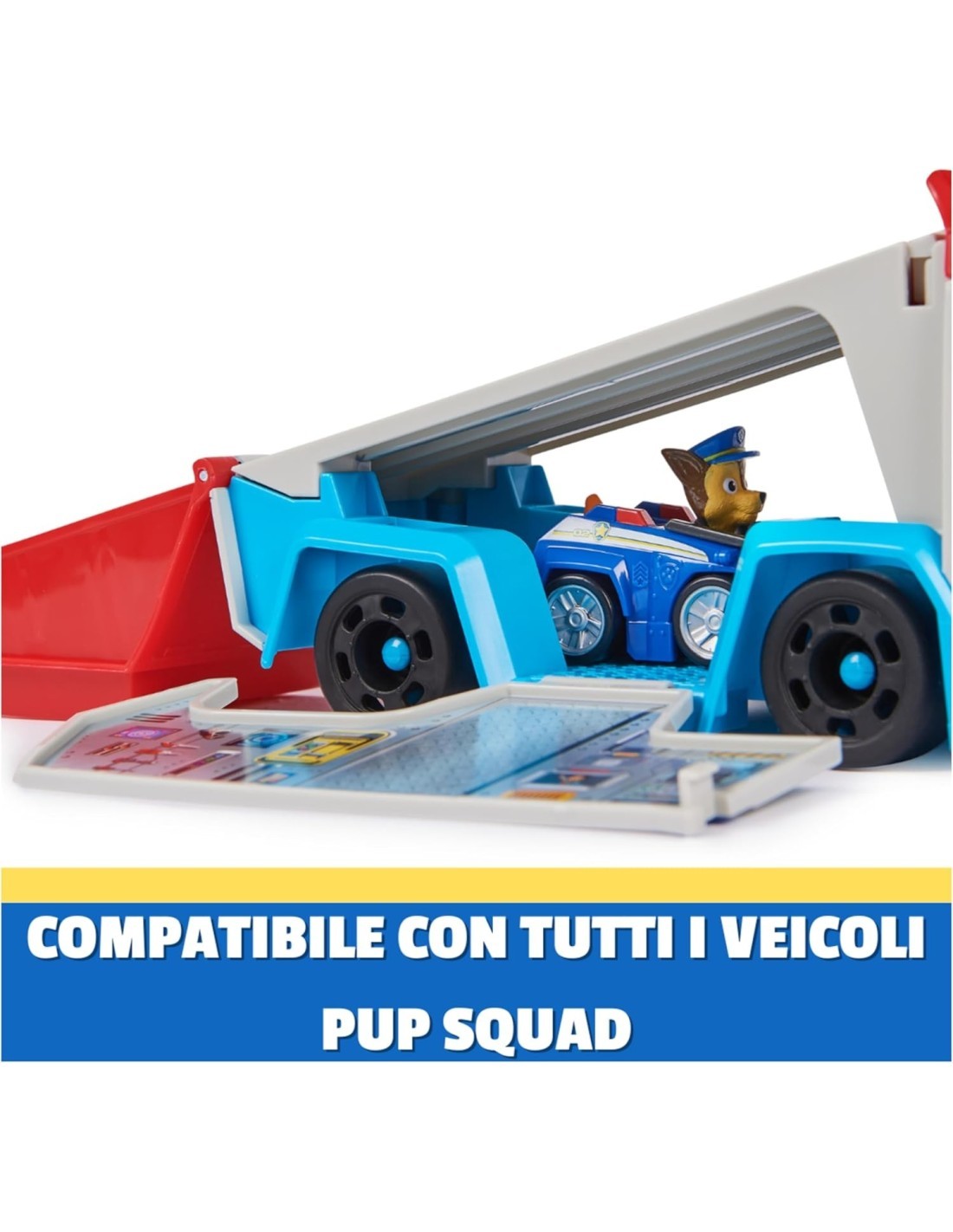 Paw Patrol Pup Squad Patroller con Chase e Mini Racer – Camion Veicolo da 25 cm
