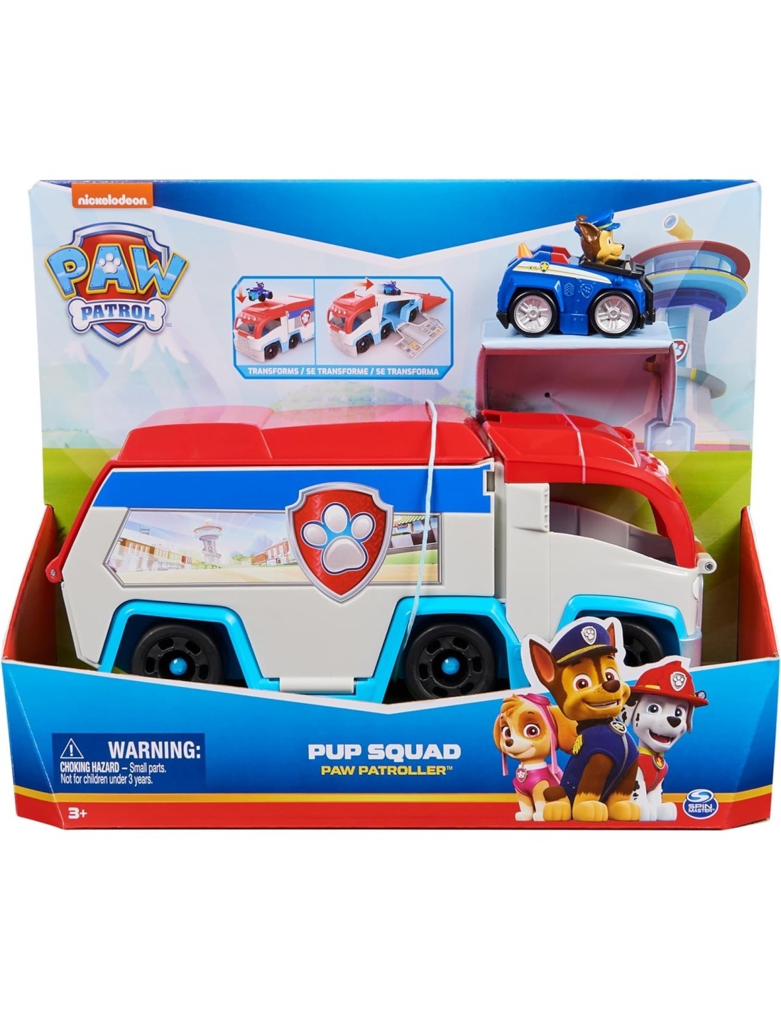 Paw Patrol Pup Squad Patroller con Chase e Mini Racer – Camion Veicolo da 25 cm