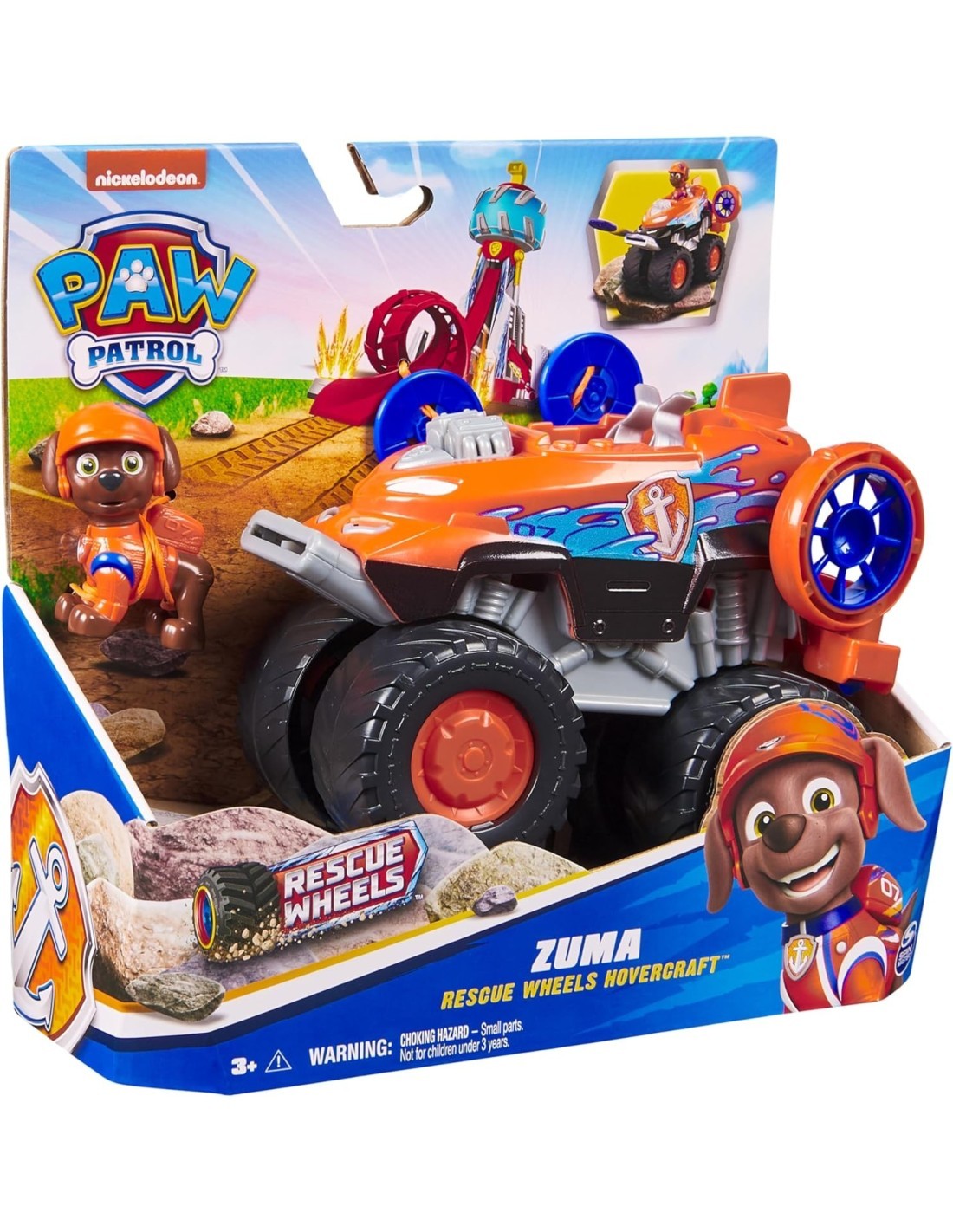 Paw Patrol Rescue Wheels Hovercraft di Zuma con Figura e Lanciamissili – Spin Master