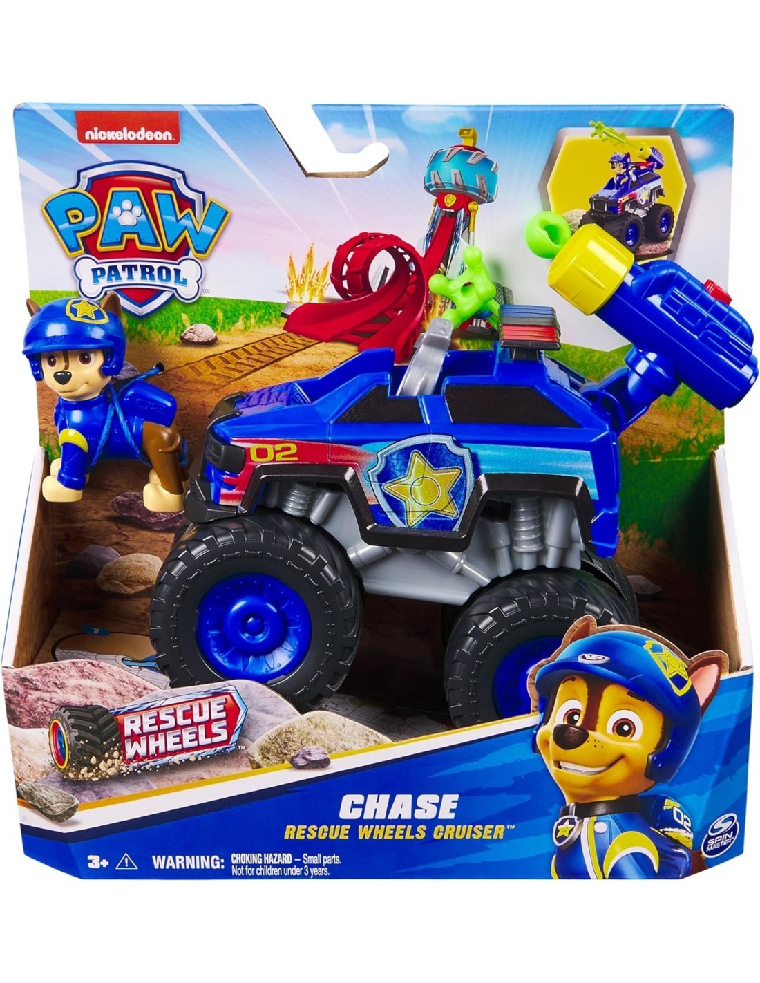 Paw Patrol Rescue Wheels Monster Truck “Chase” con 2 Proiettili e Figure – Spin Master
