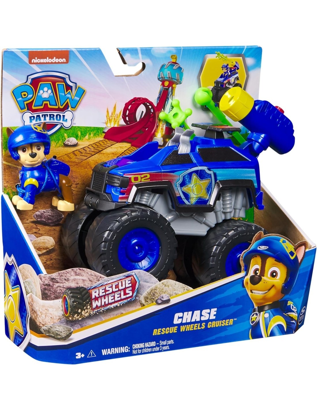 Paw Patrol Rescue Wheels Monster Truck “Chase” con 2 Proiettili e Figure – Spin Master