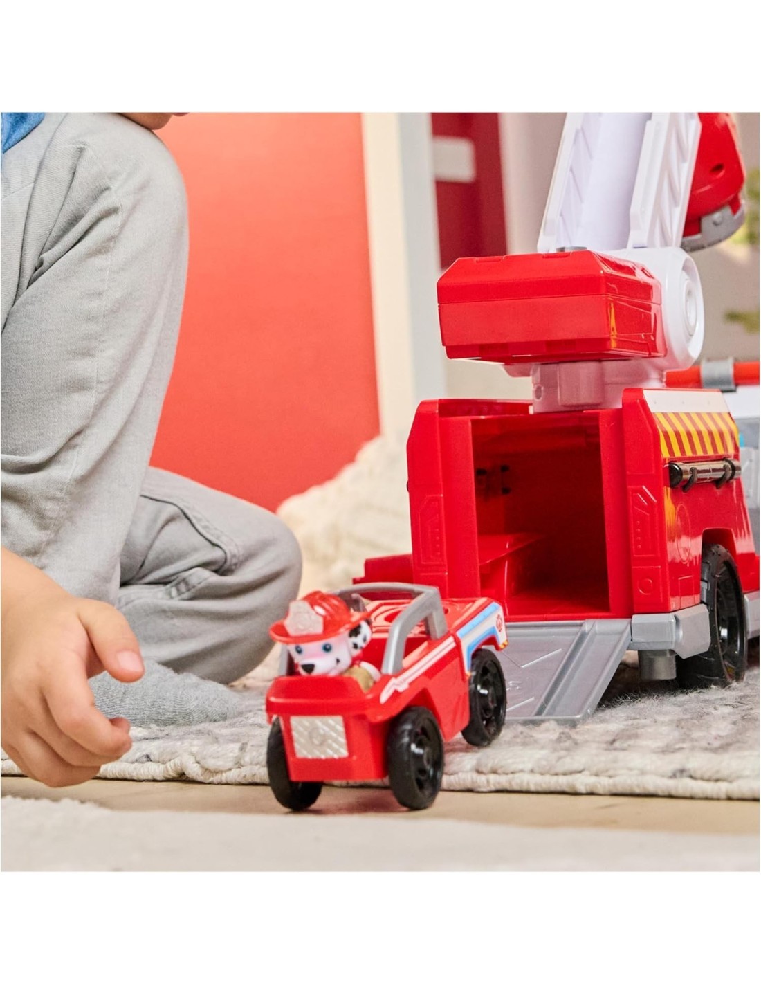 PAW Patrol Camion dei Pompieri Caricamento Rapido con Marshall, Suoni, Luci e Mini Veicolo