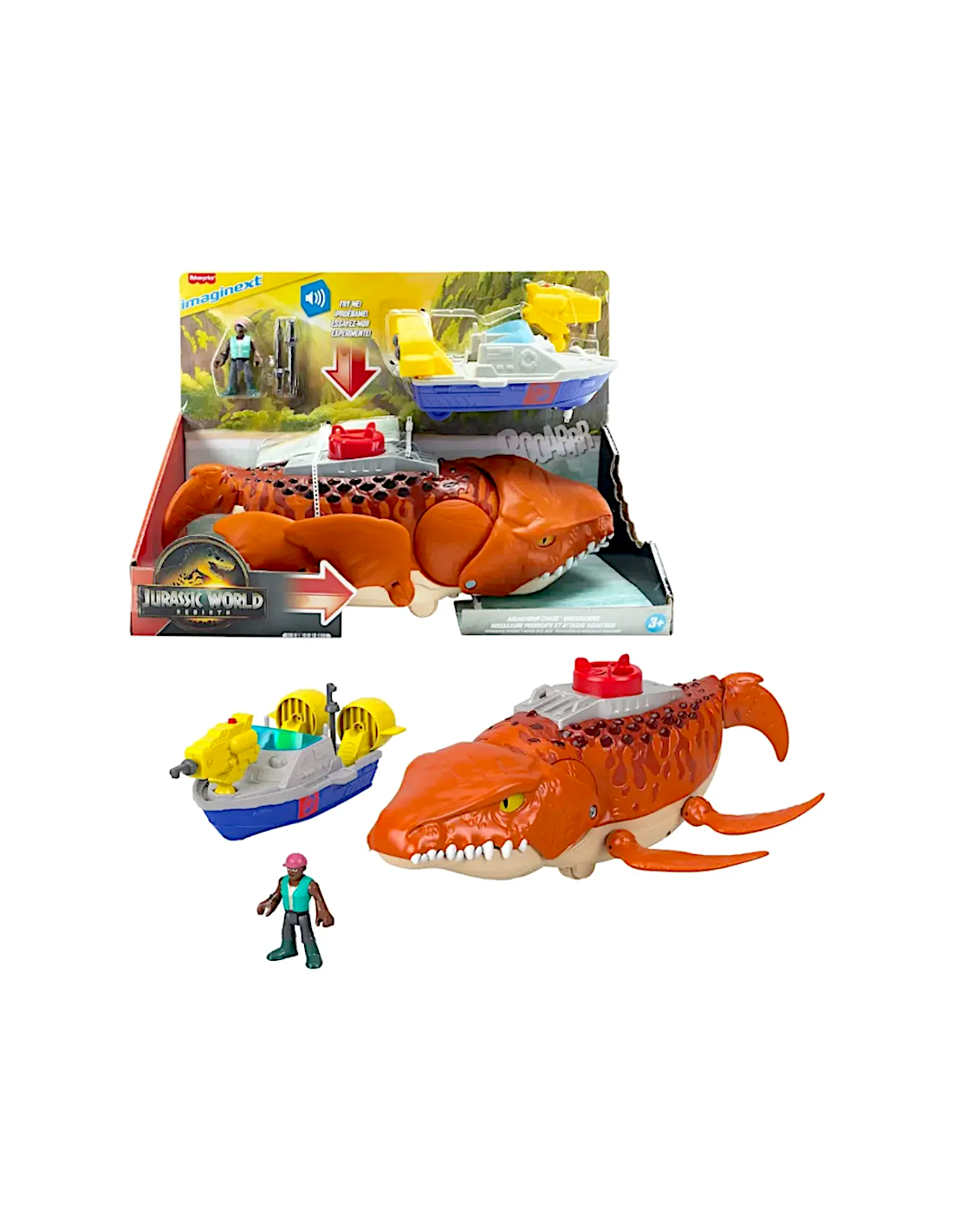 IMAGINEXT JURASSIC WORLD MOSASAURO MATTEL JFR23 SUONI E MOVIMENTI