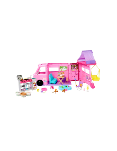 BARBIE, CAMPER DEI SOGNI, TENDA SUL TETTO, BARBECUE CAMBIA COLORE, OLTRE 60 ACCESSORI, PLAYSET MATTEL