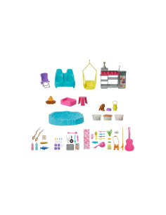 BARBIE, CAMPER DEI SOGNI, TENDA SUL TETTO, BARBECUE CAMBIA COLORE, OLTRE 60 ACCESSORI, PLAYSET MATTEL