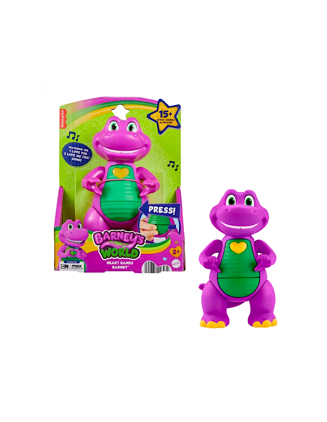 BARNEY, MANI A CUORE, LUCI E SUONI, 14CM, IL MONDO DI BARNEY, GIOCATTOLO EDUCATIVO, BAMBINI 1+ ANNO, MATTEL JFF05
