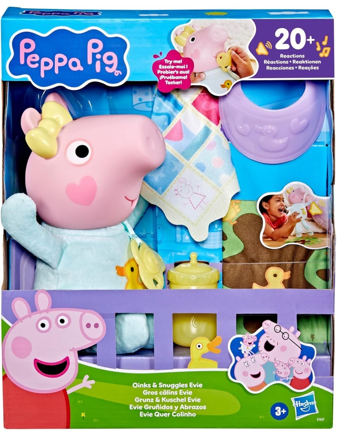 PEPPA PIG BABY EVIE ELETTRONICA, BAMBOLA INTERATTIVA, COCCOLE E GRUGNITI, HASBRO G1637