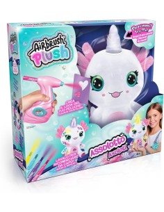 Airbrush Plush Axolotl 32 cm – Peluche Interattivo con Aerografo, Stencil, Luci e Guida Emozioni