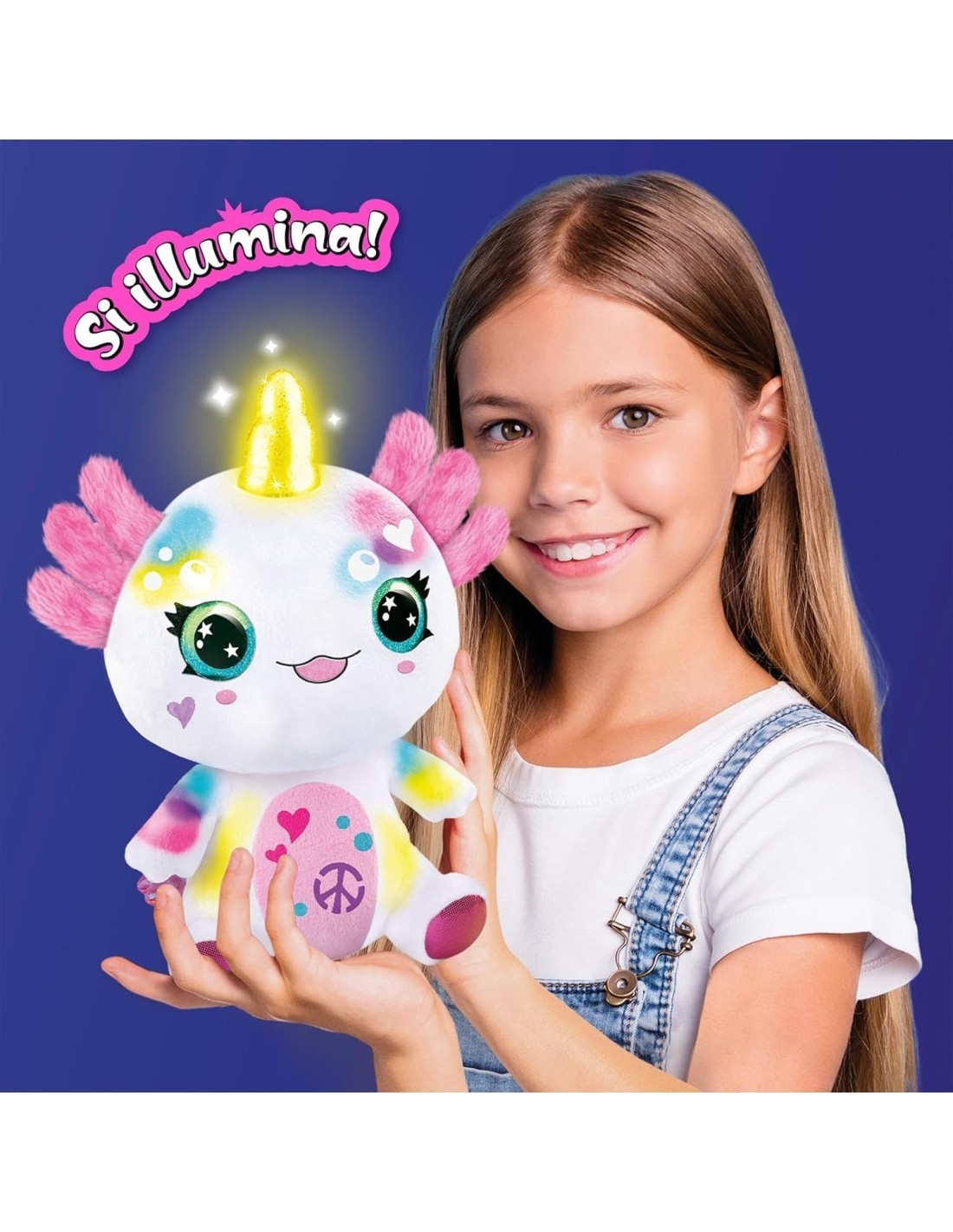 Airbrush Plush Axolotl 32 cm – Peluche Interattivo con Aerografo, Stencil, Luci e Guida Emozioni