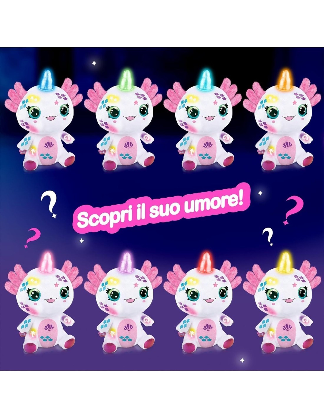 Airbrush Plush Axolotl 32 cm – Peluche Interattivo con Aerografo, Stencil, Luci e Guida Emozioni