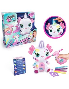 Airbrush Plush Axolotl 32 cm – Peluche Interattivo con Aerografo, Stencil, Luci e Guida Emozioni