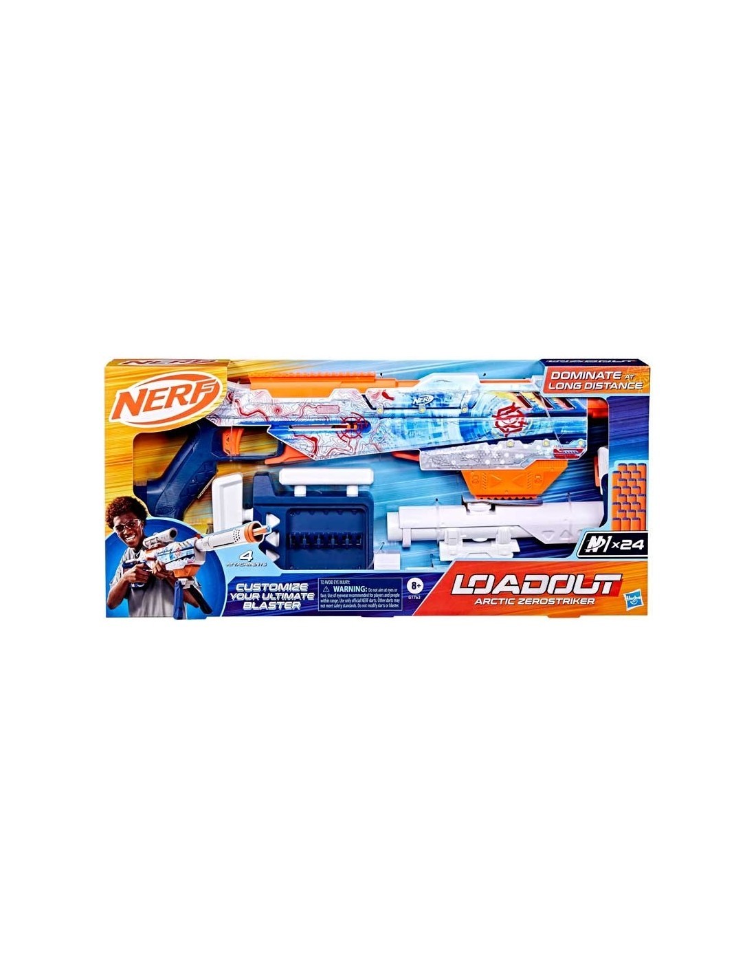 NERF LOADOUT ARCTIC ZEROSTRIKER, ACCESSORI MODULARI, 24 DARDI,  HASBRO G1763
