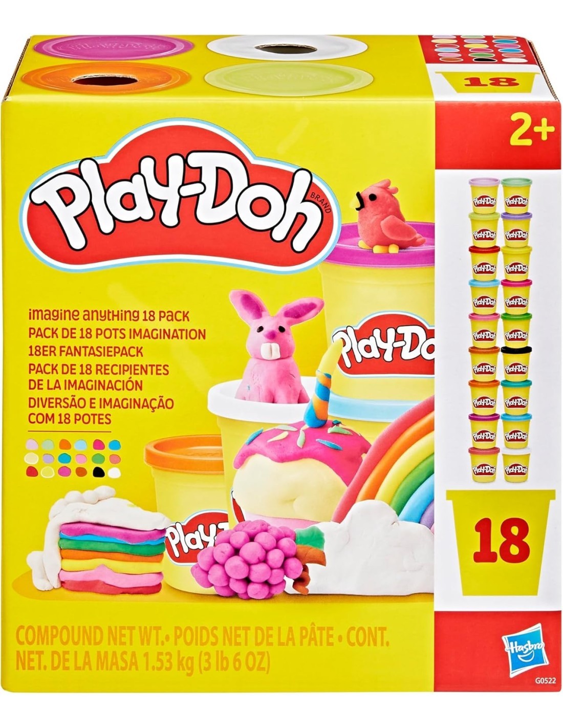 PLAY-DOH, SET 18 COLORI, VASETTI GRANDI 84 G, PASTA MODELLABILE BAMBINI, COLORI ASSORTITI