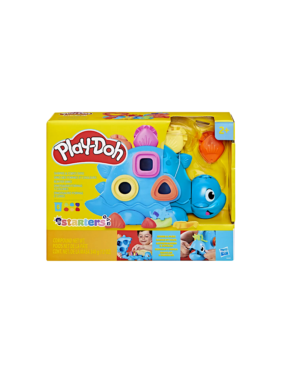 PLAY DOH DINOSAURO FORME E COLORI 6 VASETTI GIOCATTOLO HASBRO G0491