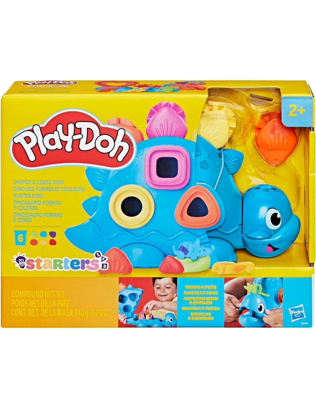 PLAY DOH DINOSAURO FORME E COLORI 6 VASETTI GIOCATTOLO HASBRO G0491