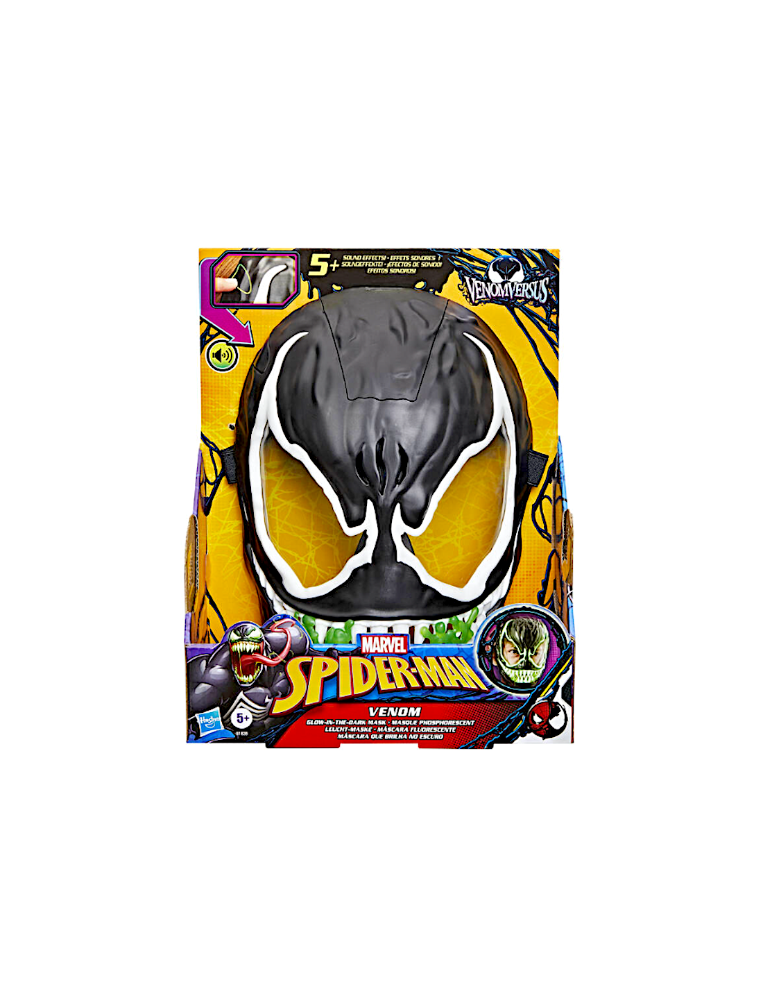 SPIDERMAN VENOM MASCHERA ELETTRONICA HASBRO G1828 SI ILLUMINA AL BUIO, GIOCATTOLO SUPEREROI BAMBINI