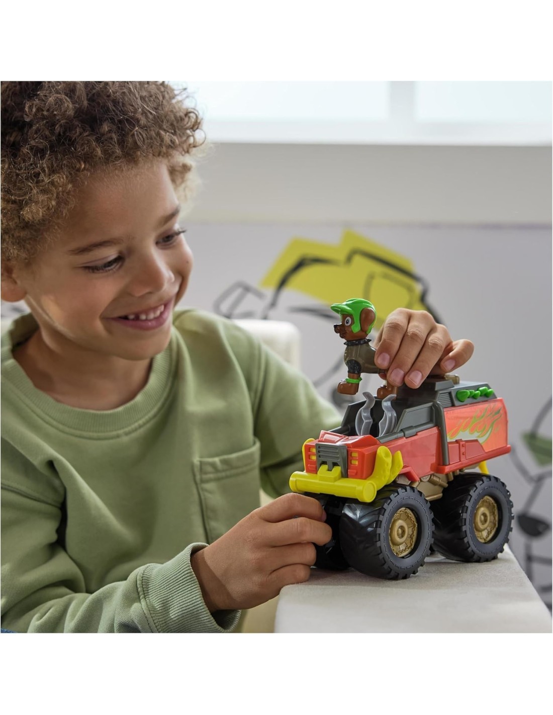 PAW PATROL, RESCUE WHEELS MONSTER TRUCK DI BOOMER, CON GANCIO RETRATTILE, FIGURA INCLUSA,  3+ ANNI
