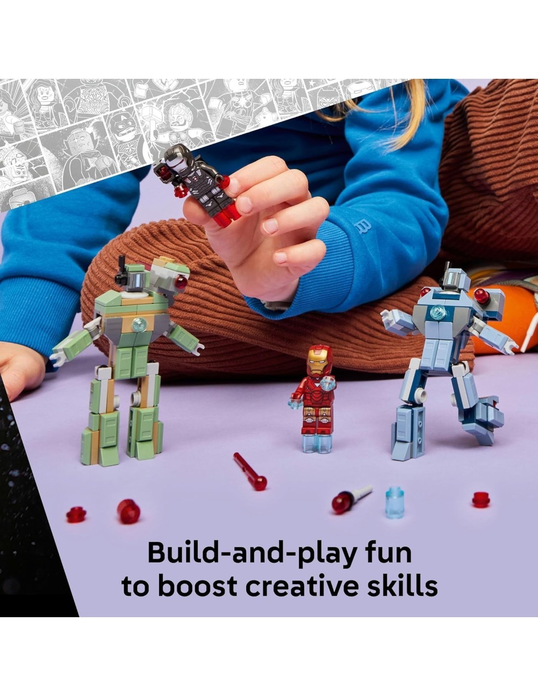 LEGO Marvel 76320 Iron Man e War Machine contro i Droni di Hammer