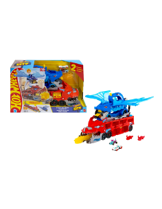 Hot Wheels City Ultra Drag Haul - Camion Trasportatore con Draghi e Pista