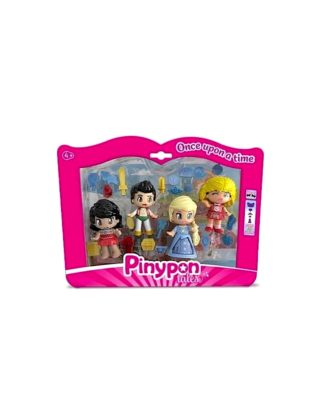 PINYPON SET 4 PERSONAGGI RICCIOLI D'ORO, PRINCIPESSA DEL GHIACCIO, PRINCIPE DELLA LAMPADA MAGICA, PRINCIPESSA DELL'OCEANO