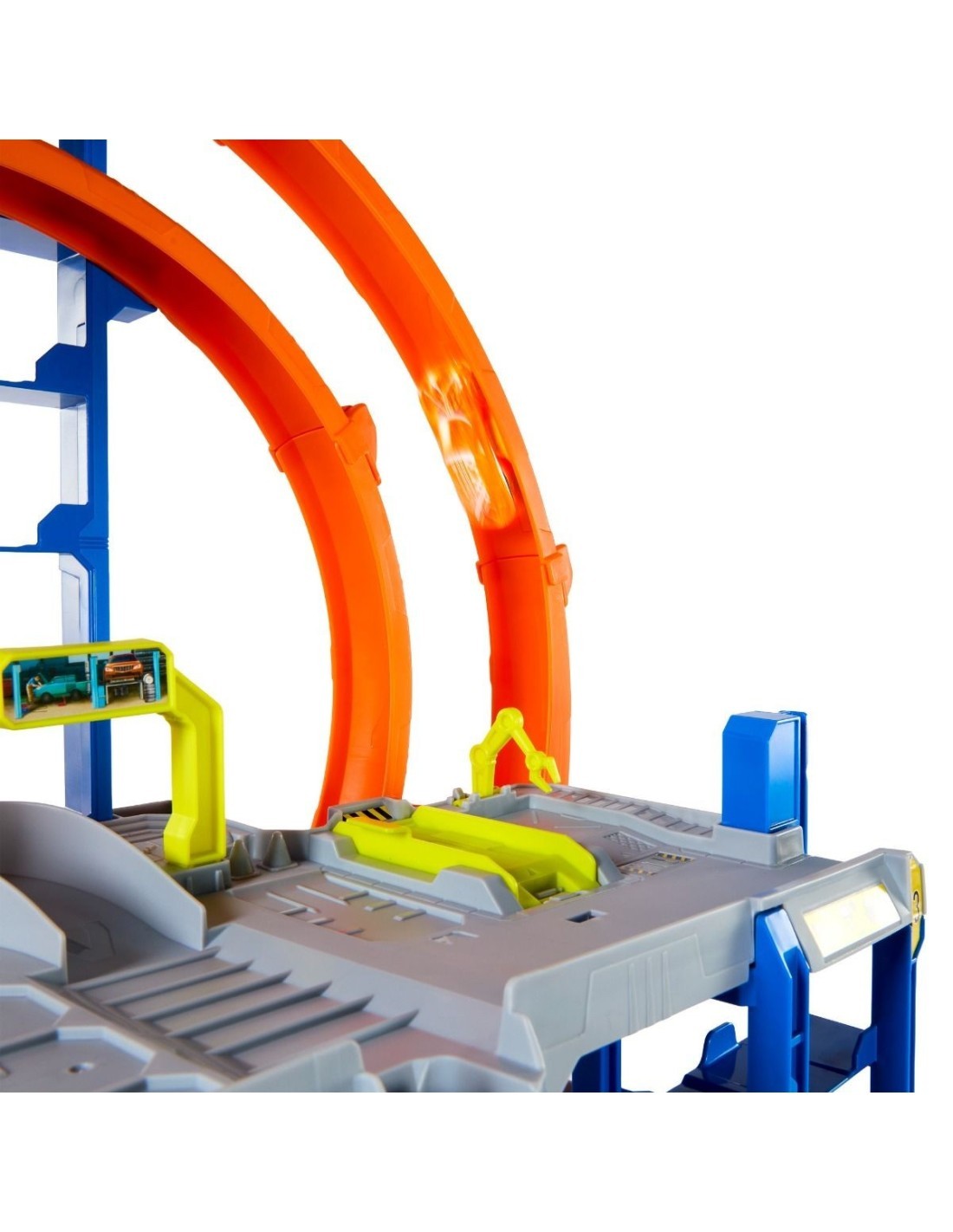 Hot Wheels City Mega Loop Garage - Playset Multilivello con Auto e Elicottero