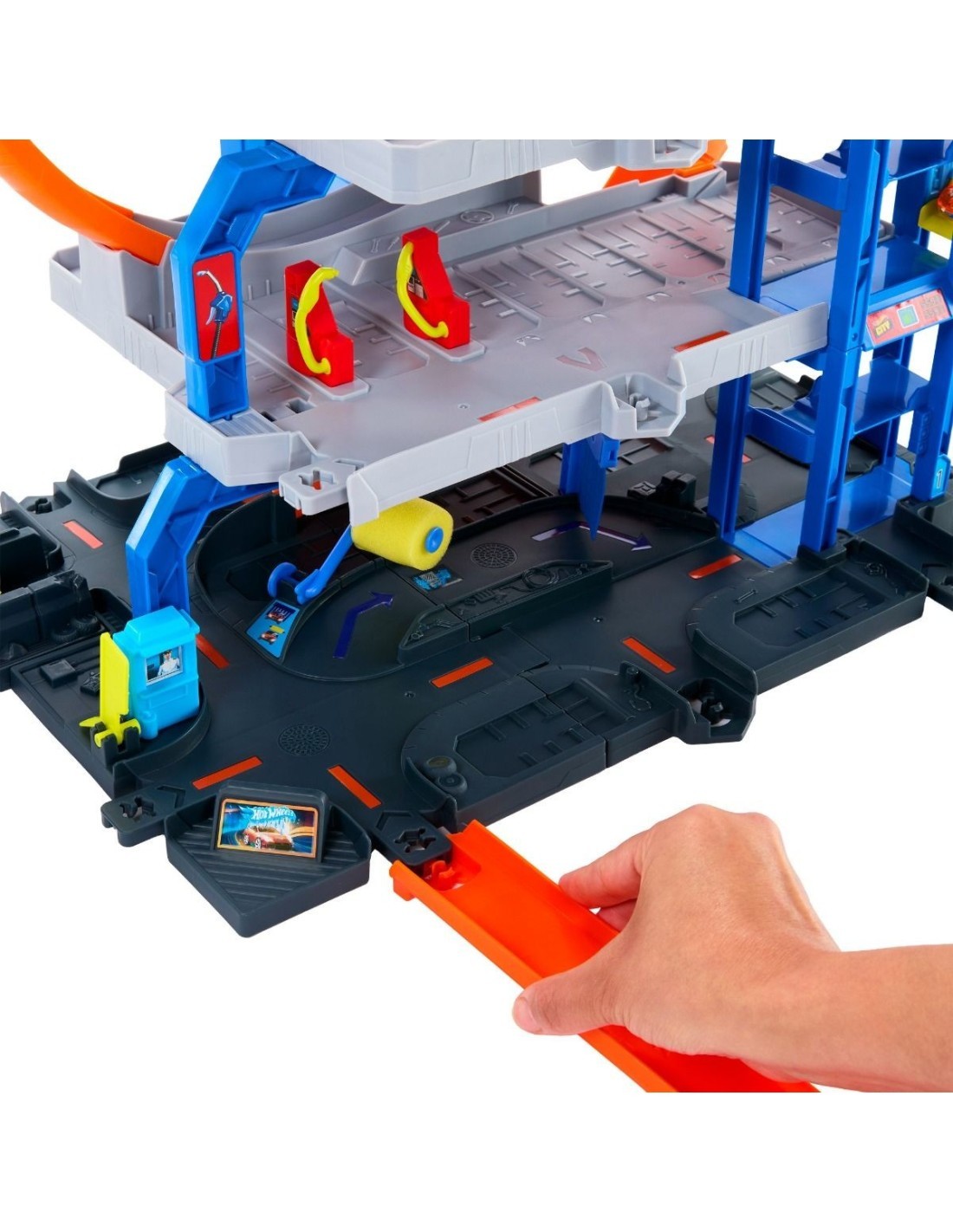Hot Wheels City Mega Loop Garage - Playset Multilivello con Auto e Elicottero
