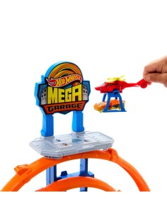 Hot Wheels City Mega Loop Garage - Playset Multilivello con Auto e Elicottero
