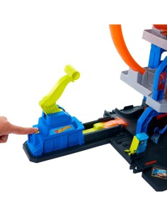 Hot Wheels City Mega Loop Garage - Playset Multilivello con Auto e Elicottero