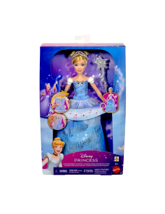 MATTEL PRINCESS CENERENTOLA BALLO INCANTATO, ABITO CON LUCI, BACCHETTA MAGICA CON SUONI