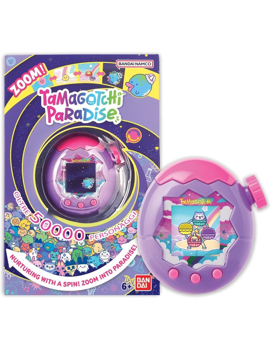TAMAGOTCHI  PARADISE VIOLA, ANIMALE VIRTUALE, GIOCATTOLO INTERATTIVO, MODELLO VIOLA E ROSA
