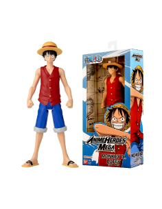 BANDAI, ANIME HEROES MEGA, ONE PIECE, MONKEY D. LUFFY, FIGURA 30 CM, ACTION FIGURE ARTICOLATA,