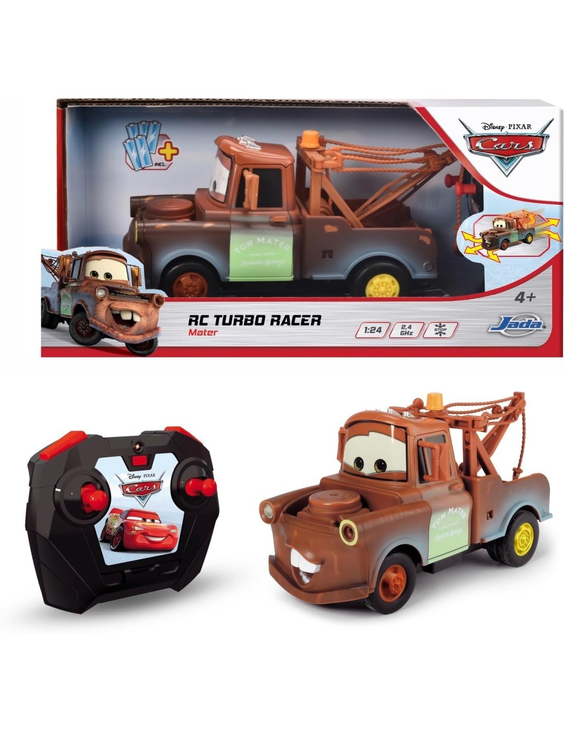 MAJORETTE, RC CARS CRICCHETTO 1:24, AUTO RADIOCOMANDATA DISNEY PIXAR, FUNZIONE TURBO