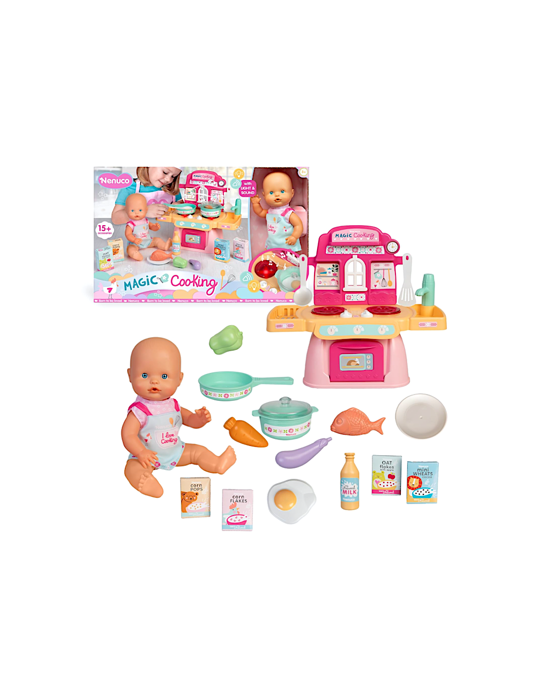 NENUCO NENE3000 BAMBOLA 30CM CON CUCINA INTERATTIVA