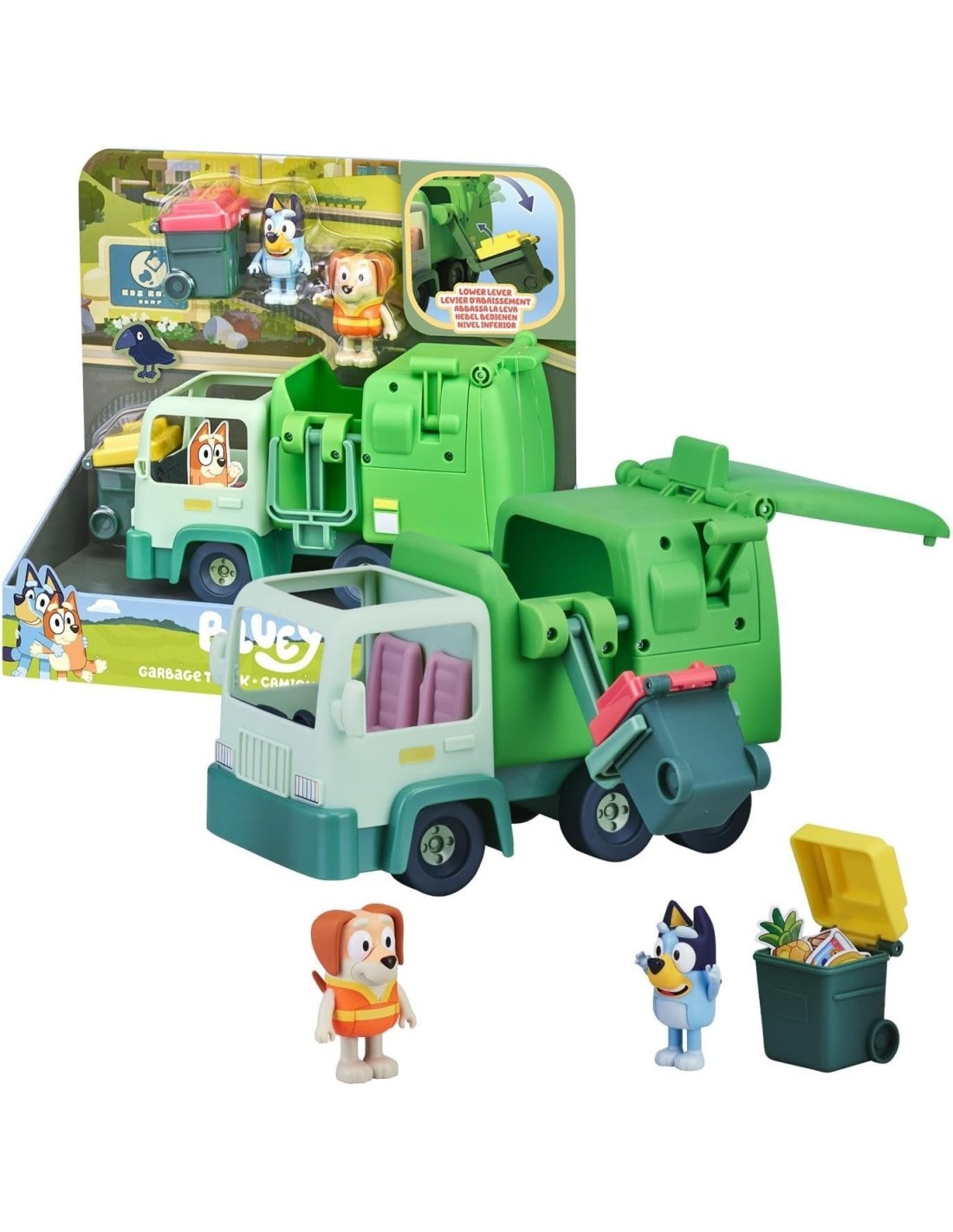 BLUEY  CAMION NETTEZZA URBANA CON FIGURE ED ACCESSORI, GIOCO PER BAMBINI