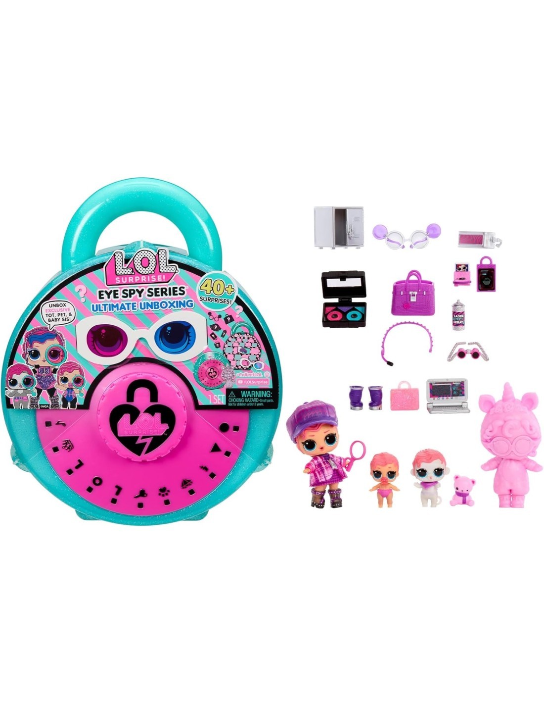 LOL SURPRISE EYE SPY ULTIMATE UNBOXING, 3 BAMBOLE ESCLUSIVE, CONFEZIONE CON LUCCCHETTO GIGANTE, 40+ SORPRESE DA SCOPRIRE