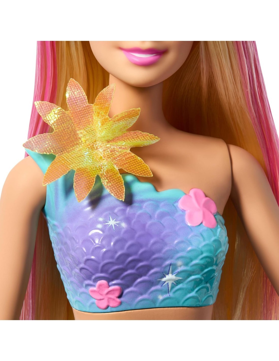 BARBIE SIRENA MAGIA FLOREALE, BAMBOLA GIOCATTOLO, FIORI CHE SBOCCIANO, 30 CM
