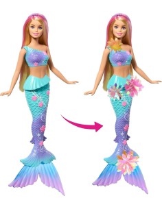 BARBIE SIRENA MAGIA FLOREALE, BAMBOLA GIOCATTOLO, FIORI CHE SBOCCIANO, 30 CM