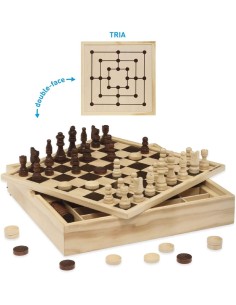 GIOCO 053490 SCACCHI DAMA TRIA LEGNO 30CM su TreG Ingrosso 2