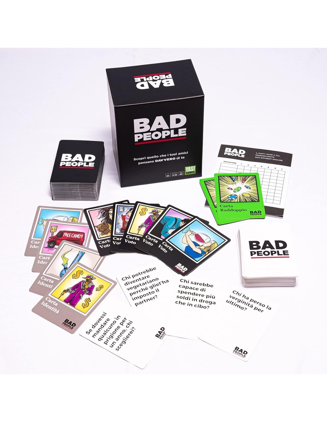 Rocco Giocattoli Bad People, gioco da tavolo per adulti, serate tra amici, gioco divertente, giochi di società 18+