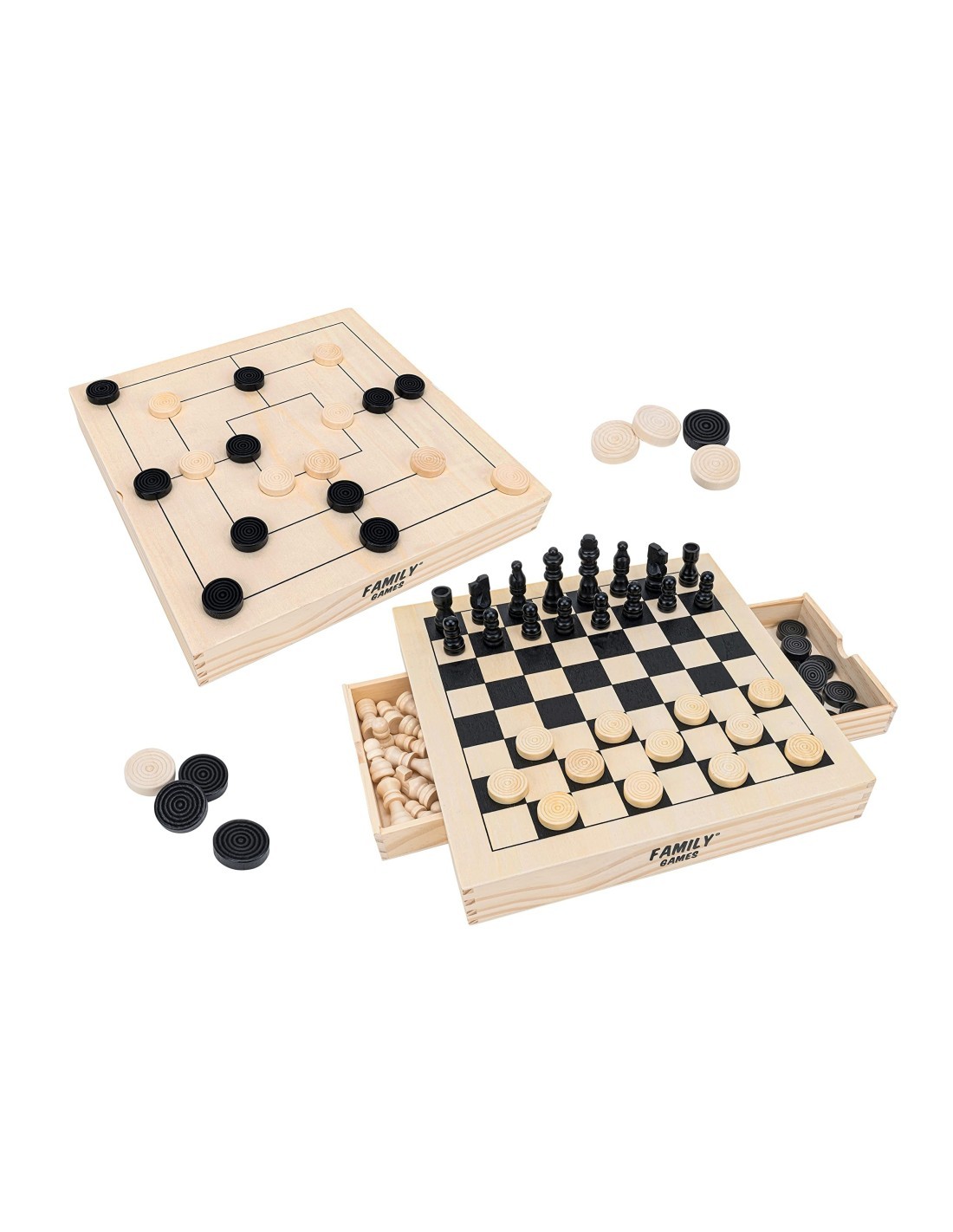 GIOCO 41160 SCACCHI DAMA E FILETTO LEGNO