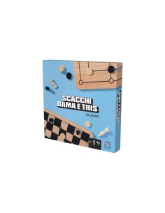 Scacchiera 3 in 1, Scacchi Dama e Tris, scacchiera in legno, giochi da tavolo classici, per bambini e famiglie, 6 anni+