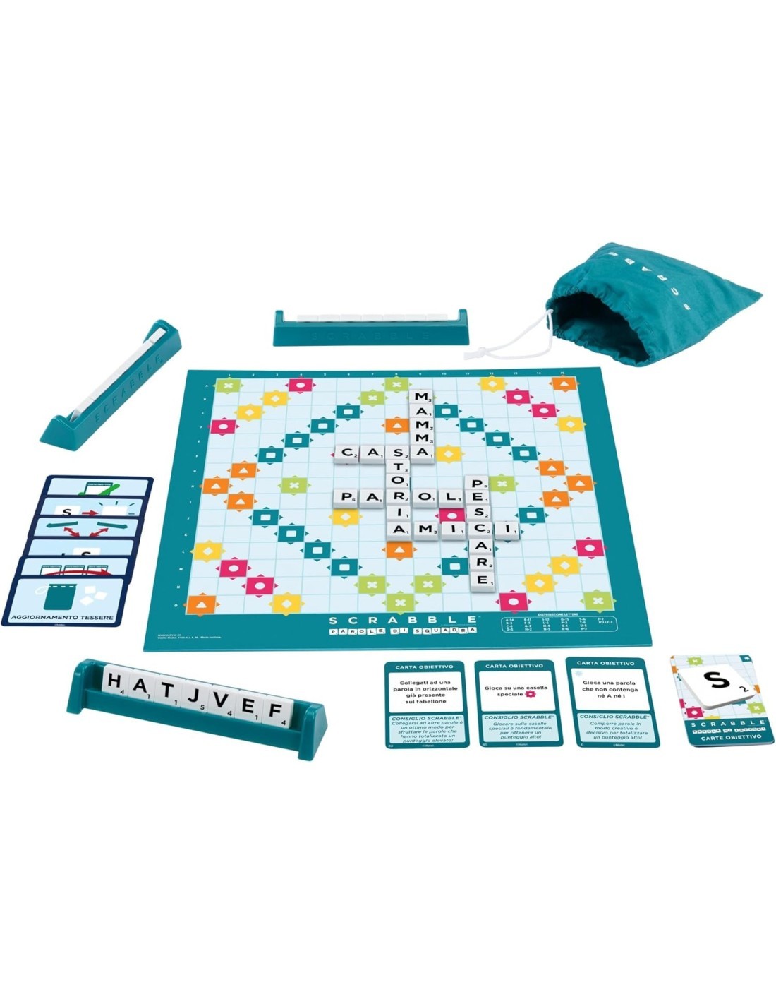 MATTEL GAMES, SCRABBLE, GIOCO DA TAVOLO PAROLE, DOPPIO TABELLONE, 8+ ANNI