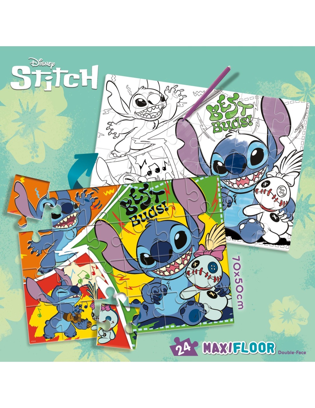 STITCH MAXIPUZZLE 24 PZ, LISCIANI, PUZZLE BAMBINI, DISNEY, LILO & STITCH