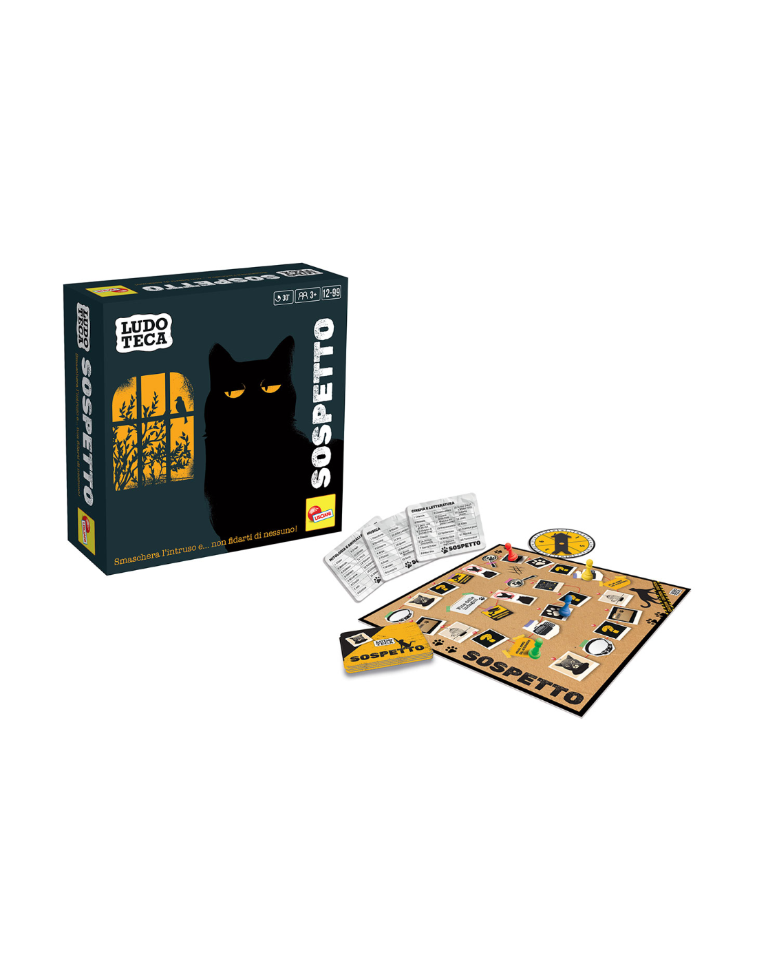 LUDOTECA SOSPETTO, GIOCO DA TAVOLO, CARTE E PEDINE, TABELLONE E GETTONI