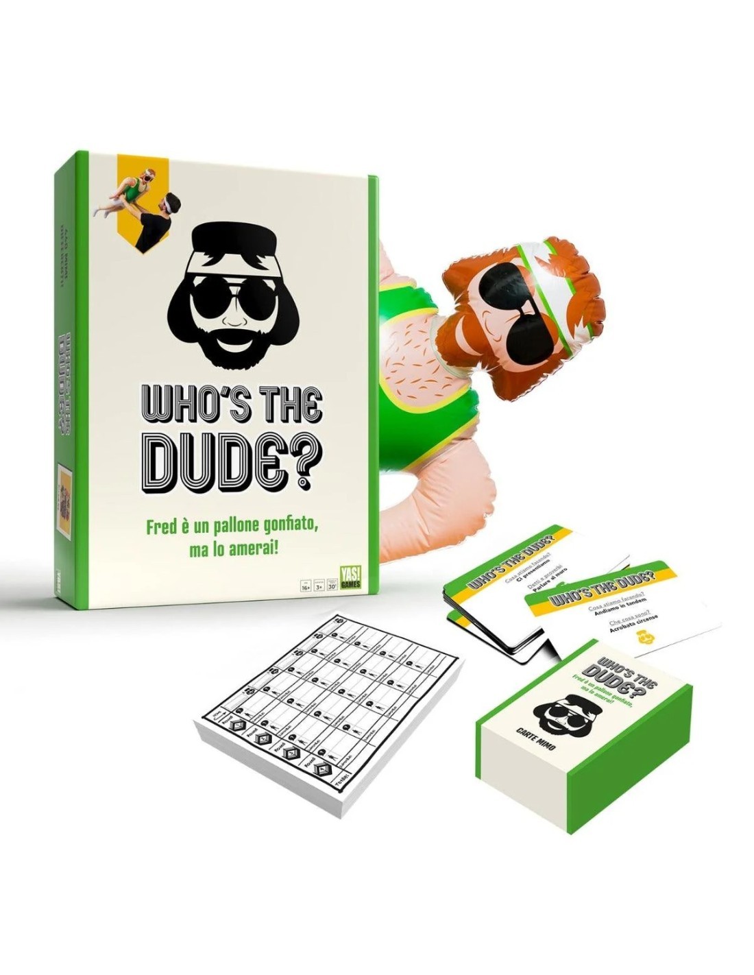 Yas!Games Who’s the Dude – Gioco da Tavolo con Bambolotto Gonfiabile Fred