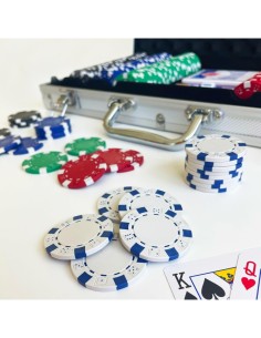 VALIGETTA  SET POKER CON 300 FICHES GIOCO DA TAVOLO CON CARTE E DADI, PER ADULTI E BAMBINI DAI 6 ANNI 2