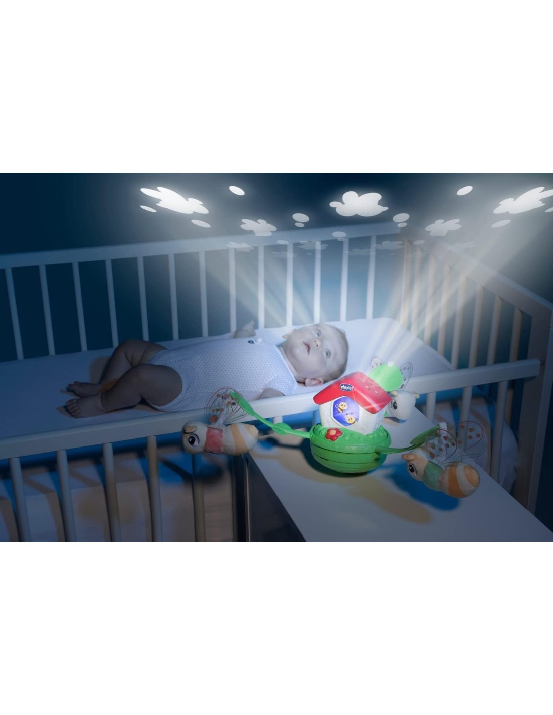 Chicco Giostrina Casina delle Api 3in1 - Proiettore, Musica Rilassante, e Peluches per Culla