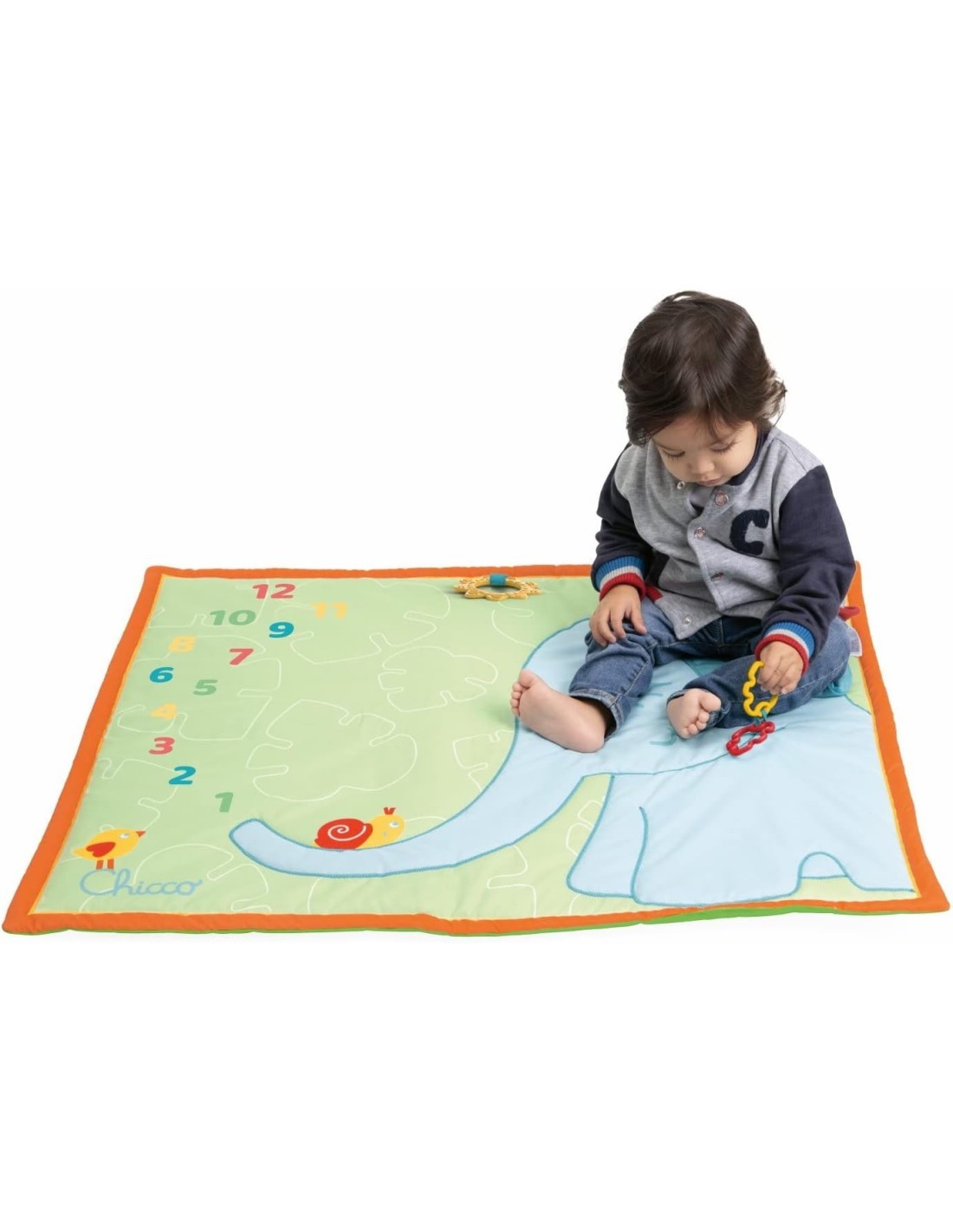Chicco Tappeto Complimese - Tappeto Fotografico per Neonati con Attività e Anello Dentizione